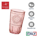 Bormioli Rocco Romantic Set Of 4 Tumbler Glasses, 11.5 Oz. Colored Crystal Glass, Cotton Candy Pink, Made In Italy.