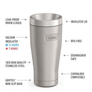 THERMOS, ICON Series, Stainless Steel Tumbler, Matte Stainless Steel, 16 oz