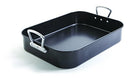 Broxton black non-stick roasting pan displayed empty on a white surface.