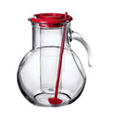 Bormioli Rocco Kufra 72.75 Oz. Glass Pitcher with Red Lid, Spout and Ice Tube, Water Pitcher for Fridge, Glass Carafe for Water, Iced Tea Pitcher, Juice, Homemade Beverage And Party Cocktails.