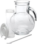 Bormioli Rocco Kufra 72.75 Oz. Glass Pitcher with Red Lid, Spout and Ice Tube, Water Pitcher for Fridge, Glass Carafe for Water, Iced Tea Pitcher, Juice, Homemade Beverage And Party Cocktails.