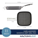 Rachael Ray Cook + Create Hard Anodized Nonstick Deep Grill Pan/Griddle, 11 Inch - Black