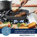 Rachael Ray Cook + Create Hard Anodized Nonstick Deep Grill Pan/Griddle, 11 Inch - Black