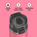 THERMOS ICON SERIES Water Bottle with Spout - 18 Ounce, Hot Pink - Stainless Steel Vacuum Insulated Water Bottle with Lid