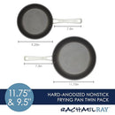 Rachael Ray Cook + Create Hard Anodized Nonstick Frying Pans/Skillet Set, 9 Inch and 11.75 Inch - Black