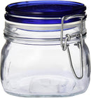 Bormioli Rocco Fido Square Jar with Blue Lid, 17-1/2-Ounce