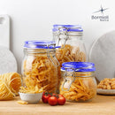 Bormioli Rocco Fido Square Jar with Blue Lid, 17-1/2-Ounce