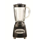 Brentwood 12-speed black blender with a clear plastic pitcher and black lid and handle, displayed on a white background.