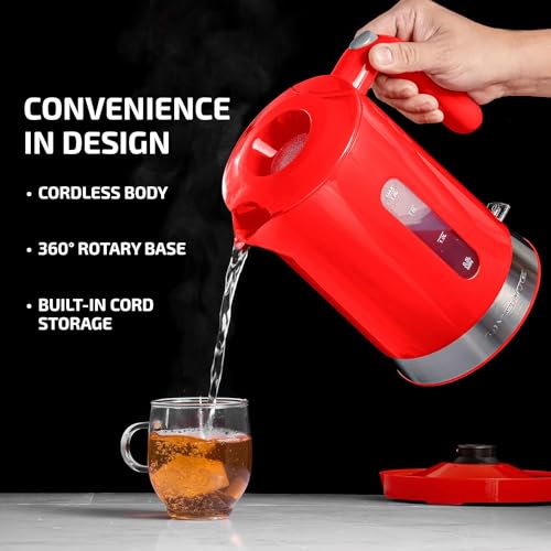 OVENTE Electric Kettle, Red