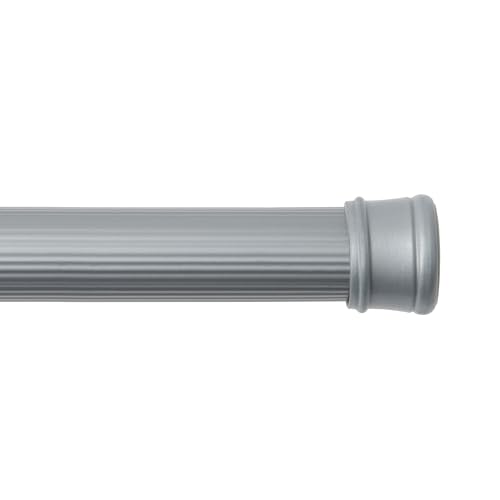 Kenney KN609L/13 Twist & Fit No Tools Spring Tension Standard Shower Curtain Rod with Non-Slip, Non-Scratch Ends, 42-72" Adjustable Length, Easy Install, Silver, 1" Diameter Rust Resistant Steel Tube