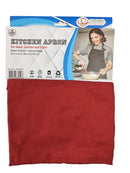 Red Uniware cotton kitchen apron with adjustable ties and a front pocket, displayed flat on a white background.