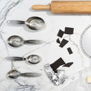 Set of four stainless steel oval measuring cups with stamped handles from Cuisipro, includes 1/4 to 1 cup sizes