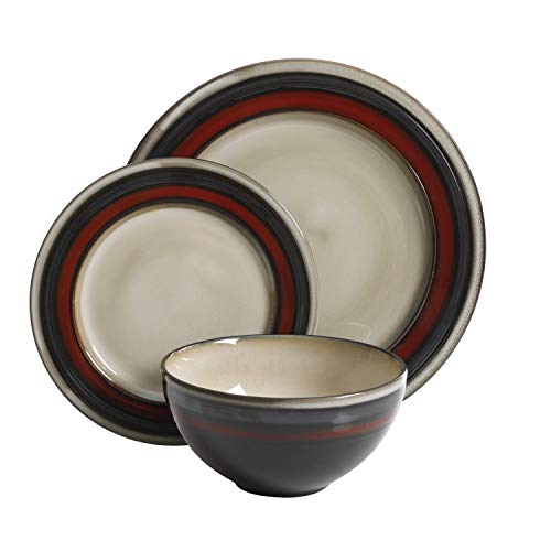 Gibson Elite Everston 12 Piece Dinnerware Set, Red