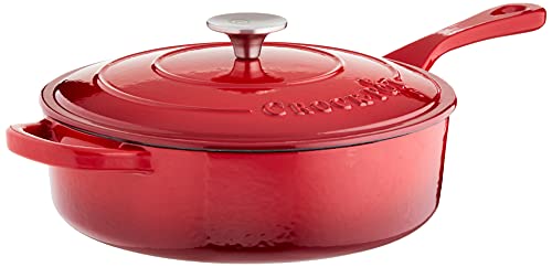 Crock Pot Artisan 3.5 Quart Enameled Cast Iron Deep Sauté Pan, Scarlet Red