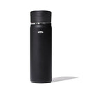 OXO Good Grips 20 oz stainless steel travel coffee mug in onyx with twist lid on a white background.