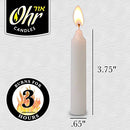 White Ner Mitzvah Shabbat candle with tapered top on a white background.