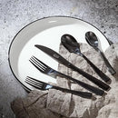 Gibson Elite Holland Road 20-Piece Flatware Silverware Set - Stainless Steel Utensils - Forks, Spoons, Knives -Service for 4 - Black