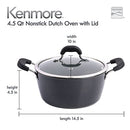 Diagram showing size dimensions of the Kenmore 4.5 qt Dutch oven