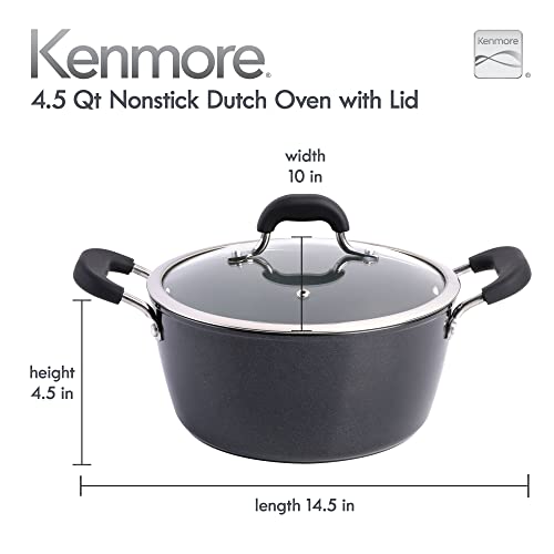 Diagram showing size dimensions of the Kenmore 4.5 qt Dutch oven