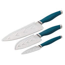 Rachael Ray Cutlery Japanese Stainless Steel Knives Set with Sheaths, 8-Inch Chef Knife, 5-Inch Santoku Knife, and 3.5-Inch Paring Knife, Teal