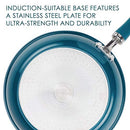 Rachael Ray Create Delicious Nonstick Saute/All Purpose Pan with Lid, 3 Quart - Teal Shimmer, teal shimmer blue