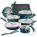 Rachael Ray Create Delicious Nonstick Cookware Pots and Pans Set, 13 Piece, Teal Shimmer