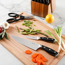 Martha Stewart Greeley 14 pc Triple- Riveted Cutlery Knife Acacia Wood Block Set w/Comfort Grip Handles- Black
