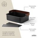 Umbra Bellwood Stackable Storage Bin, Multipurpose Caddy Organizer, 14 x 10 in, Black/Walnut