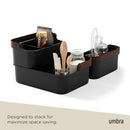 Umbra Bellwood Stackable Storage Bin, Multipurpose Caddy Organizer, 14 x 10 in, Black/Walnut