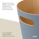 Umbra Woodrow 2-Gallon Modern Wooden Trash Can Wastebasket, Attractive Bin for Garbage or Recycling, Suitable for Home or Office, Slate Blue