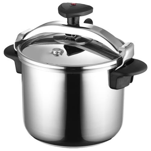 Magefesa Star 8.4-Quart Stainless Steel Pressure Cooker with black handles and secure locking lid.