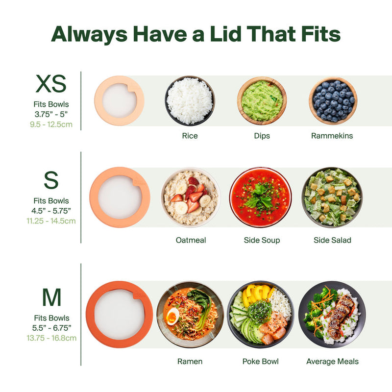 Food Huggers Lids Set of 3 Gradual Green (XS,S,M)