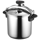 A large, shiny MAGEFESA Star 14.8-quart pressure cooker made of 18/10 stainless steel with a black safety handle.