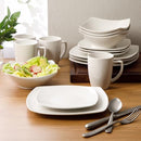 Gibson Home Zen Buffet Porcelain Chip and Scratch Resistant Dinnerware Plates, Bowls, and Mugs Set, Service for 4 (16pcs), White (Square Dishes)