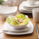 Gibson Home Zen Buffet Porcelain Chip and Scratch Resistant Dinnerware Plates, Bowls, and Mugs Set, Service for 4 (16pcs), White (Square Dishes)