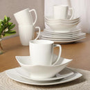 Gibson Home Zen Buffet Porcelain Chip and Scratch Resistant Dinnerware Plates, Bowls, and Mugs Set, Service for 4 (16pcs), White (Square Dishes)