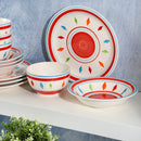 Gibson Home Heidy Hand Painted Dinnerware Set - Red, Service for 4 (12pcs)