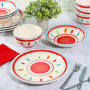 Gibson Home Heidy Hand Painted Dinnerware Set - Red, Service for 4 (12pcs)