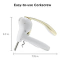 Side profile of Rabbit wine opener with labeled dimensions and features