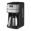 Cuisinart 10-cup coffee maker with built-in grinder and stainless steel thermal carafe.