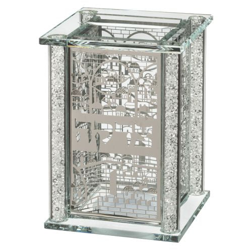 Crystal Tzedaka Box Silver Accent