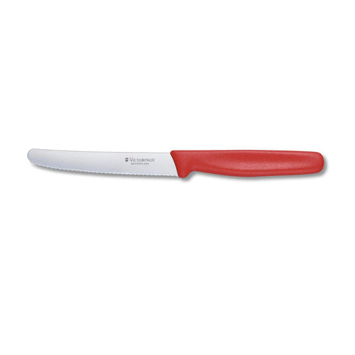 Victorinox 4" Red Serrated Rounded-Tip Knife