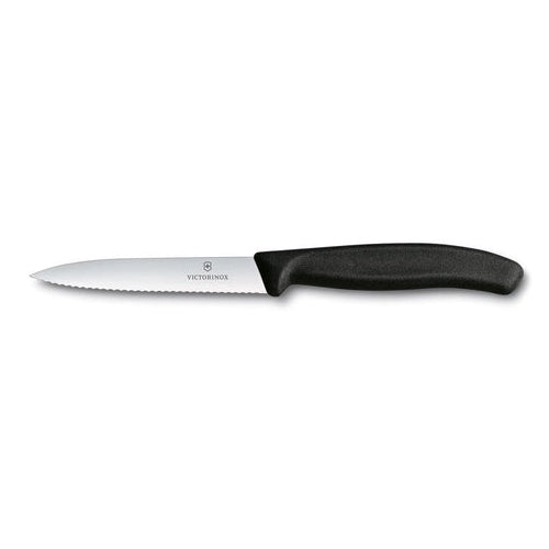 Victorinox 4" Black Serrated Pointed-Tip Paring Knife