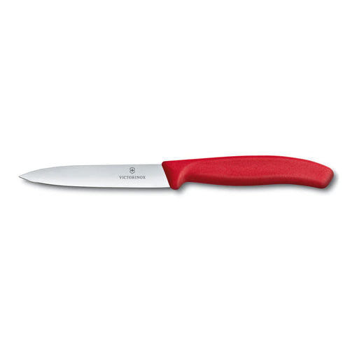 Victorinox 4" Red Straight-Edge Pointed-Tip Paring Knife