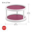 Copco Non-Skid 2 Tier Pantry Cabinet Lazy Susan Turntable, 12-Inch, White/Purple