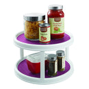 Copco Non-Skid 2 Tier Pantry Cabinet Lazy Susan Turntable, 12-Inch, White/Purple