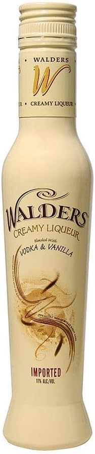 A bottle of Walders Creamy Liqueur – Vodka & Vanilla, featuring a sleek beige design with elegant branding, highlighting its smooth, dairy-free texture and rich vanilla flavor.