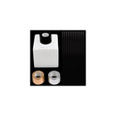 Trapp No. 25 Lavender de Provence diffuser kit laid out, showing the square glass bottle, black reeds, and interchangeable black, gold, and silver caps.