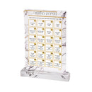 A rectangular, standing plaque with a marble-print background. It displays a 49-day Hebrew calendar with gold-framed numbered slots for counting the Omer.