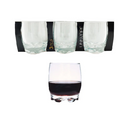  A set of three clear glass tumblers with a sturdy rounded base, designed for serving water, wine, or other beverages. The contemporary design adds a sleek touch to any table.